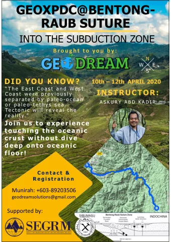 GEOXPDC@BENTONG-  RAUB SUTURE  INTO THE SUBDUCTION ZONE B ro u g ht to yo u by :  DID YOU KNOW?