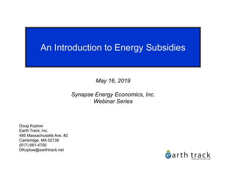 an introduction to energy subsidies
