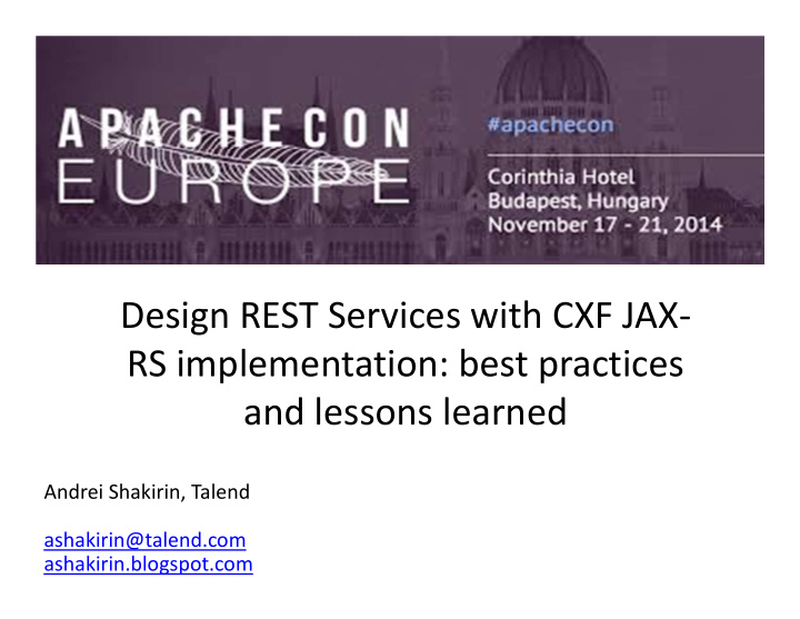 design rest services with cxf jax rs implementation best