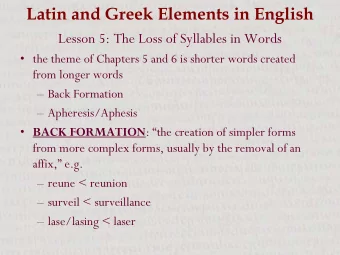 Latin and Greek Elements in English  Lesson 5: The Loss of Syllables in Words   the theme of