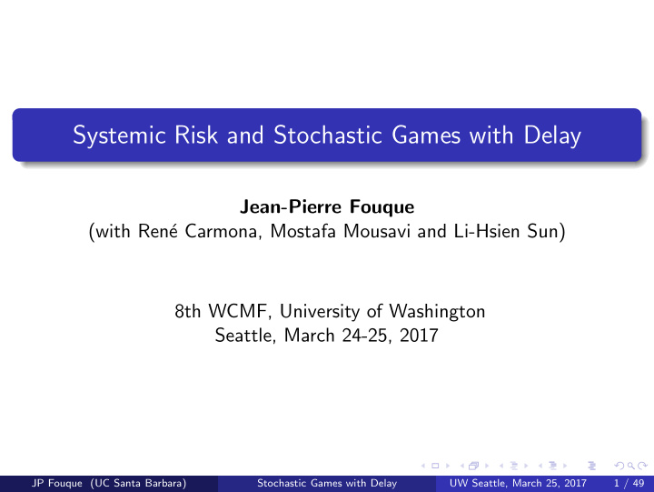 systemic risk and stochastic games with delay