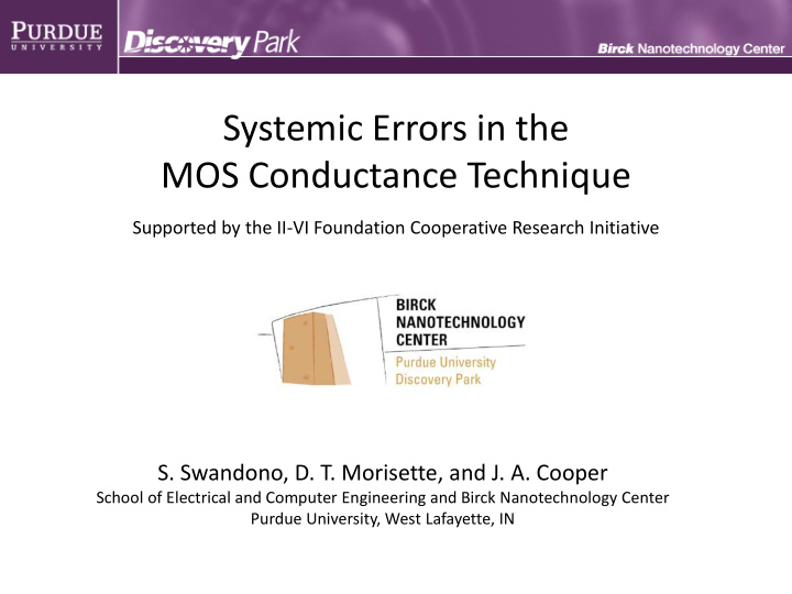 systemic errors in the mos conductance technique