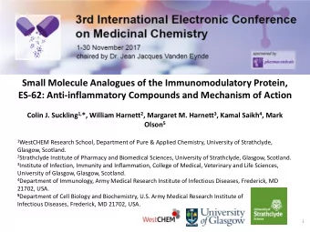 Small Molecule Analogues of the Immunomodulatory Protein,  ES-62: Anti-inflammatory Compounds and