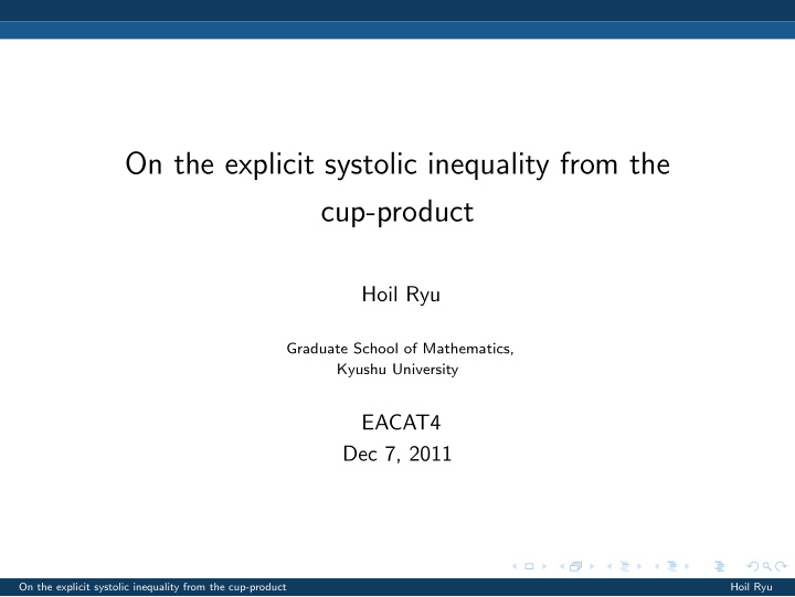 on the explicit systolic inequality from the cup product