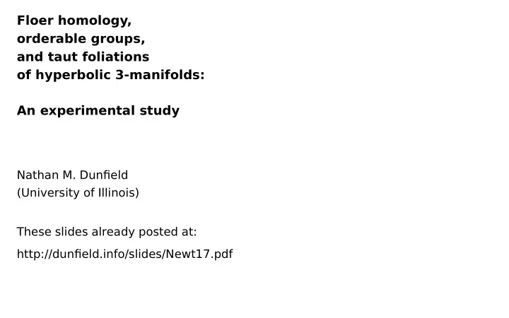 floer homology orderable groups and taut foliations of