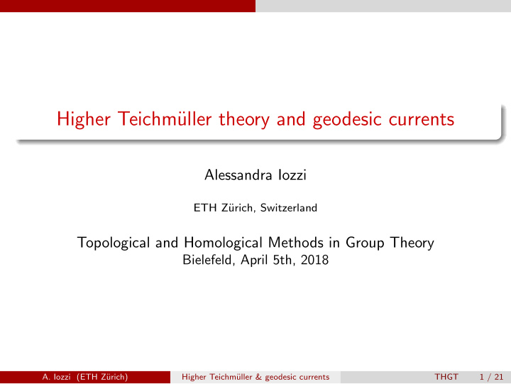 higher teichm uller theory and geodesic currents
