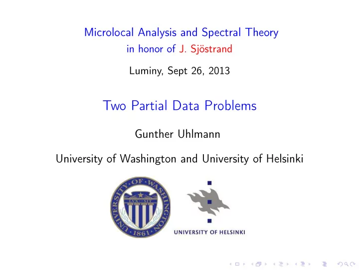 two partial data problems