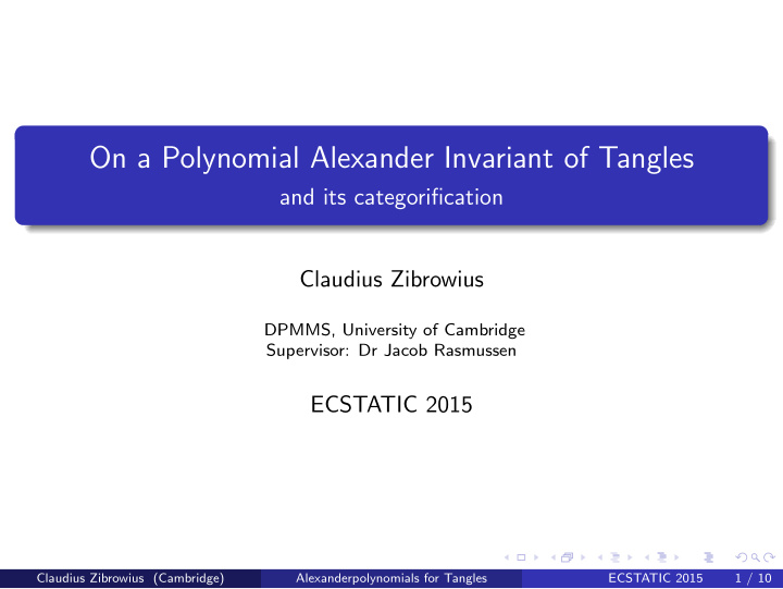 on a polynomial alexander invariant of tangles