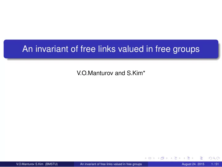an invariant of free links valued in free groups