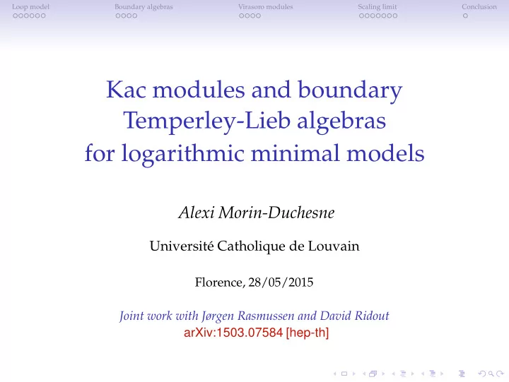 kac modules and boundary temperley lieb algebras for