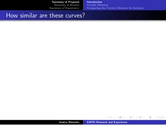 How similar are these curves?  Jessica Sherette  EAPSI Research and Experience  Summary of Proposal