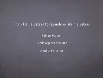 From Hall algebras to legendrian skein algebras  Fabian Haiden  Leeds algebra seminar  April 28th,