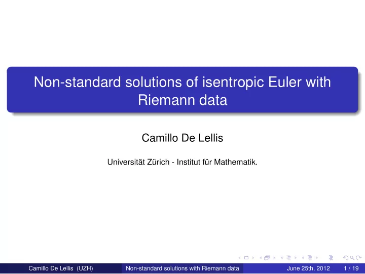 non standard solutions of isentropic euler with riemann