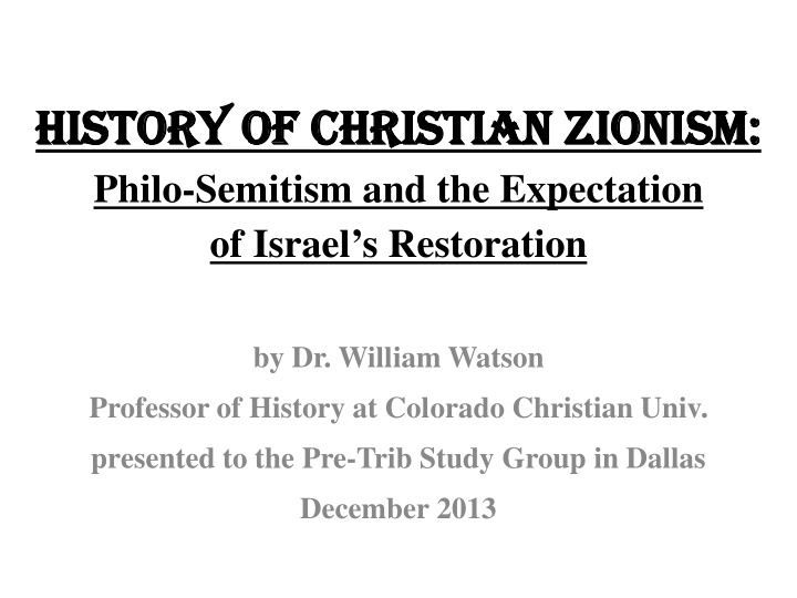history of christian zionism