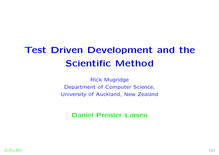 test driven development and the scientific method