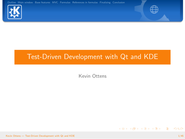test driven development with qt and kde