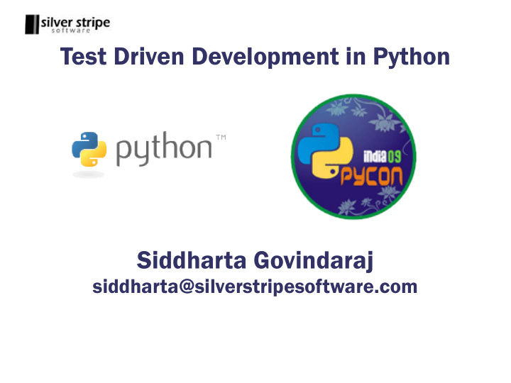 test driven development in python siddharta govindaraj