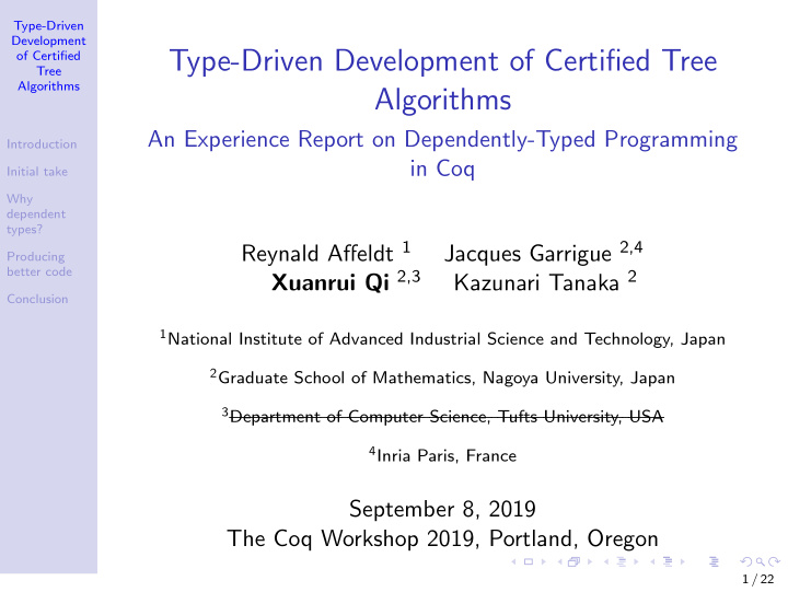 type driven development of certified tree