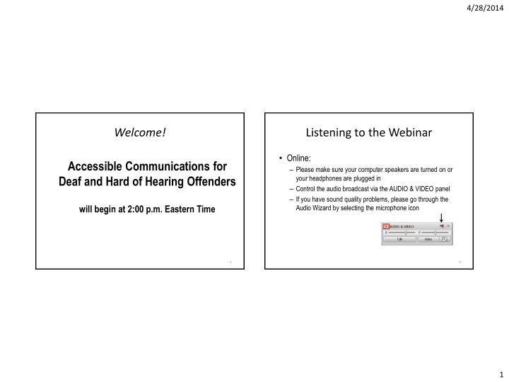 welcome listening to the webinar