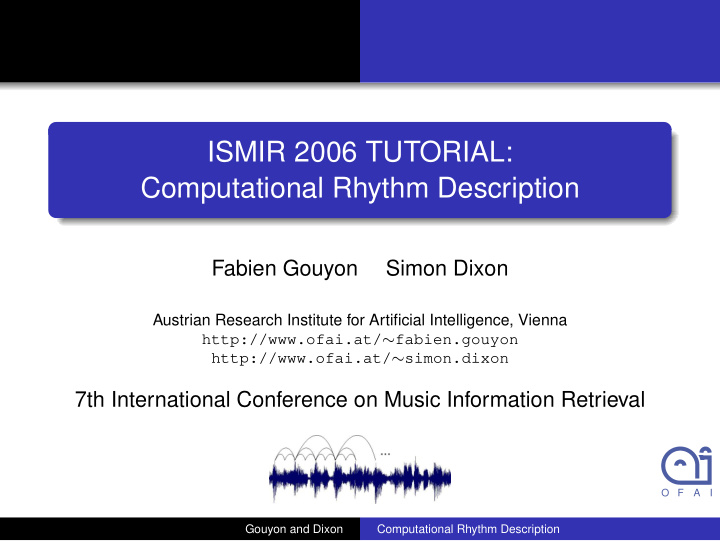 ismir 2006 tutorial computational rhythm description