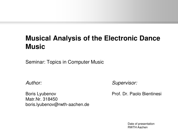 musical analysis of the electronic dance