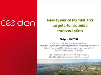 targets for actinide  transmutation  Philippe MARTIN CEA Marcoule / N uclear E nergy D ivision,