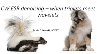 CW ESR denoising  when triplets meet  wavelets  Boris Dzikovski, ACERT  Denoising with wavelets