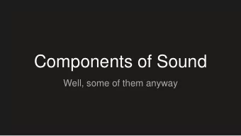 Components of Sound  Well, some of them anyway  Who Am I?  Nick Dymond  www.monomoon.co.uk