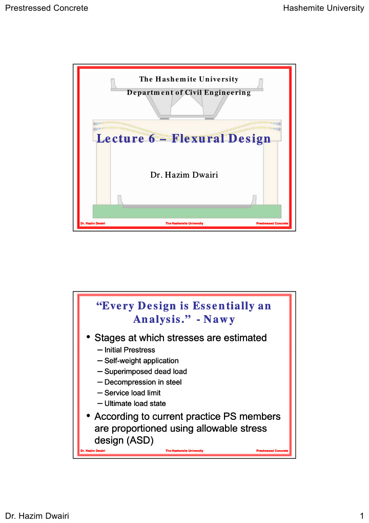 lecture 6 lecture 6 flexural design flexural design