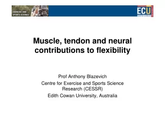 Muscle, tendon and neural  contributions to flexibility  Prof Anthony Blazevich  Centre for