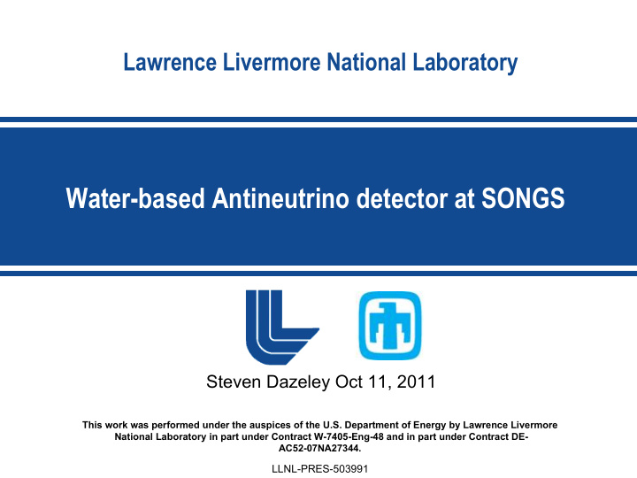 water based antineutrino detector at songs