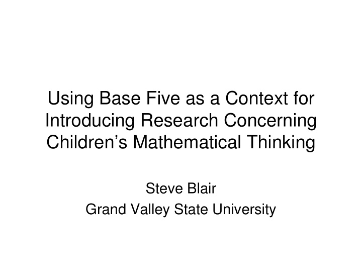 using base five as a context for introducing research