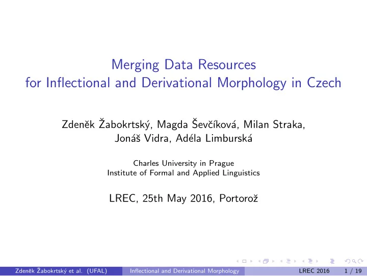 merging data resources for inflectional and derivational