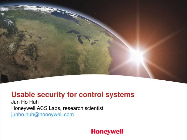 usable security for control systems