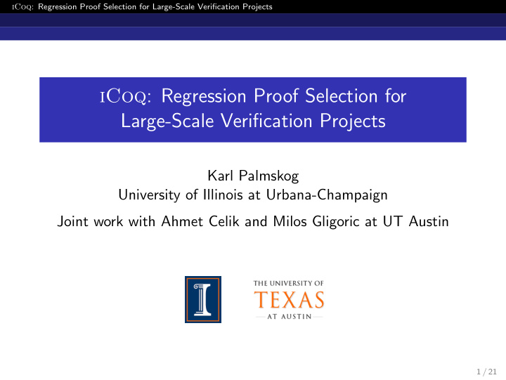 icoq regression proof selection for large scale