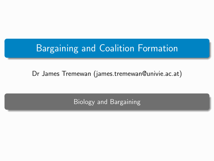 bargaining and coalition formation