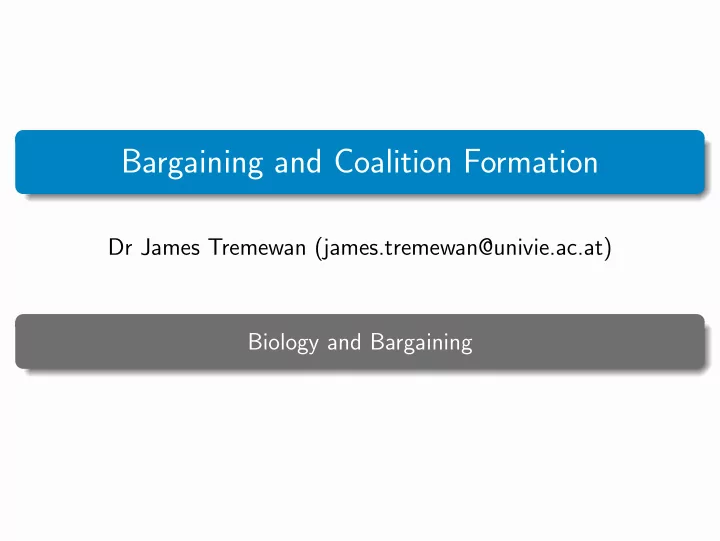 bargaining and coalition formation