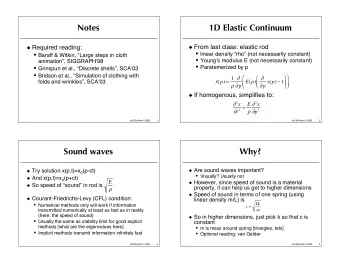 Notes  1D Elastic Continuum  From last class: elastic rod  Required reading:  linear