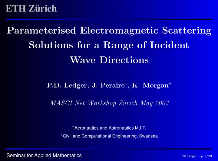 parameterised electromagnetic scattering solutions for a