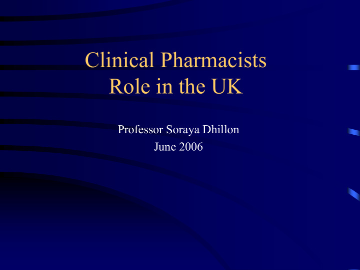 clinical pharmacists role in the uk