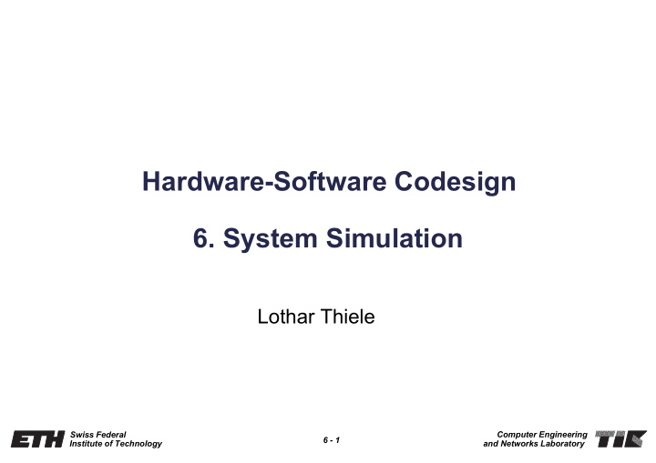 hardware software codesign 6 system simulation