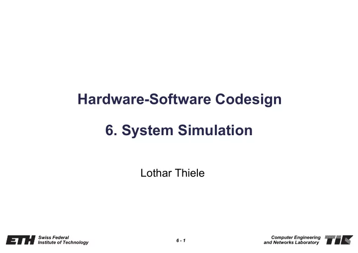 hardware software codesign 6 system simulation