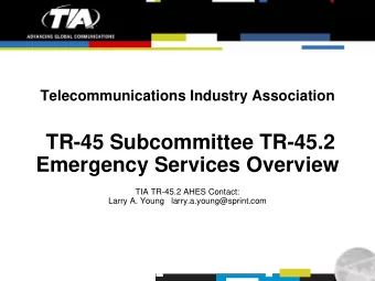 TR-45 Subcommittee TR-45.2  Emergency Services Overview  TIA TR-45.2 AHES Contact:  Larry A. Young