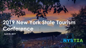 2019 New York State Tourism  Conference  April 25, 2019  Credit: NASA/GSFC &amp; AVHRR  Travel