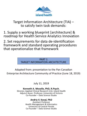 Target Information Architecture (TIA)   to satisfy twin task demands:  1. Supply a working