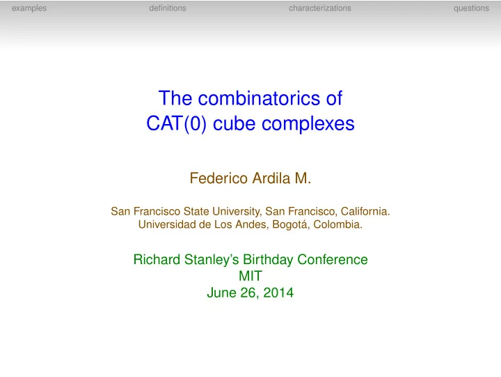 the combinatorics of cat 0 cube complexes