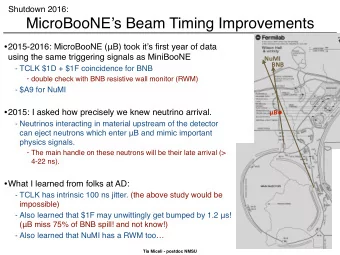 MicroBooNEs Beam Timing Improvements  2015-2016: MicroBooNE (  B) took its first year of