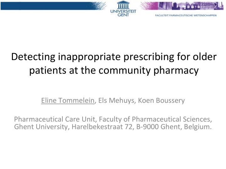 detecting inappropriate prescribing for older patients at