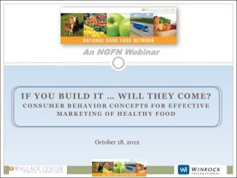 Presentation Outline  Technical Orientation   Welcome    Jeff Farbman Wallace Center at