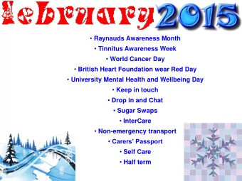 InterCare  Non-emergency transport  Carers Passport  Self Care  Half term